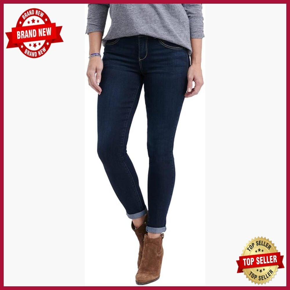 Super-Stretch Skinny Jeans with Elastic Waist, 29" Inseam, Mid Rise
